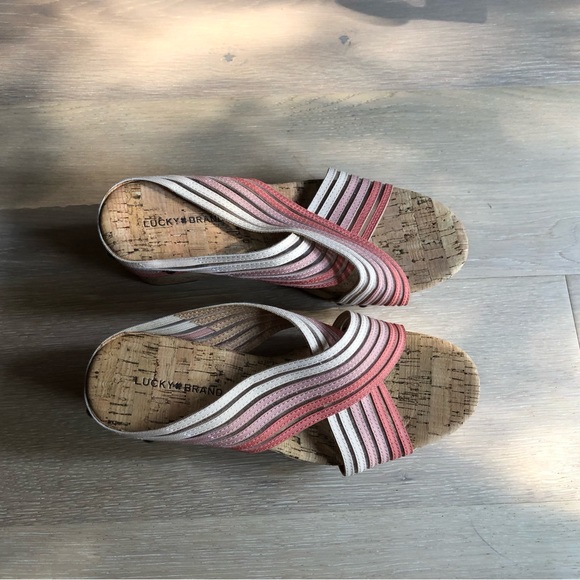 Lucky Brand Brand New Mykayla Cork Wedge Heels - Size 10 - Picture 3 of 12